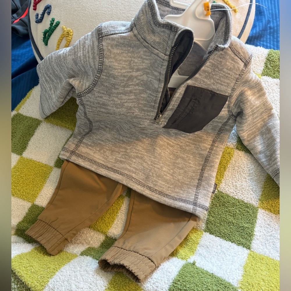 Eddie Bauer Gray and Red Kids Pullover Baby Boys Size 12M NWT